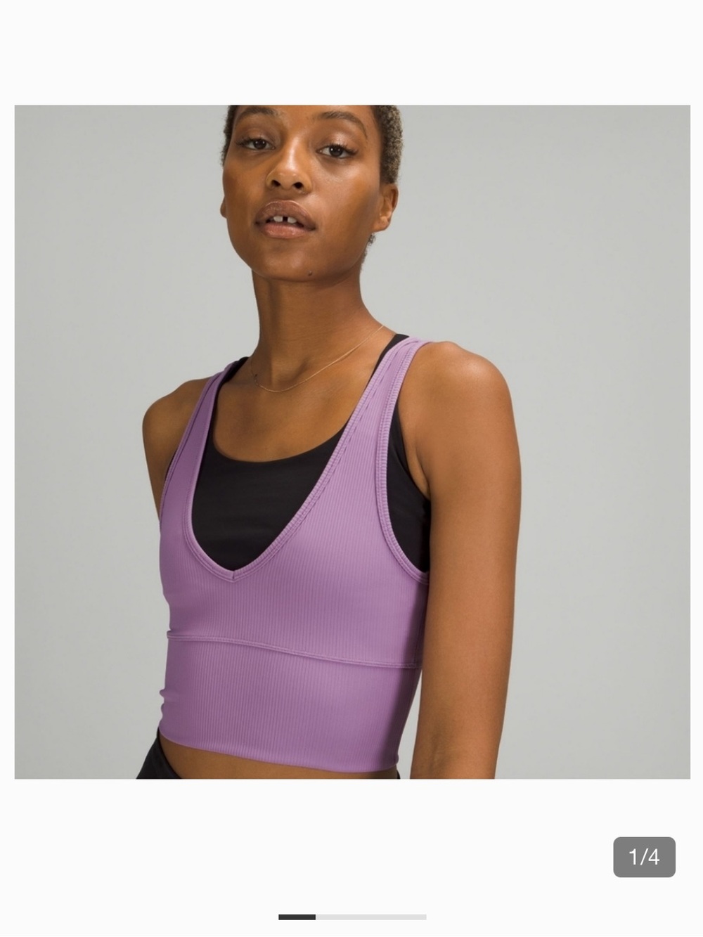 lululemon athletica Ribbed V-Neck Crop Sports Bra - purple ash size 12